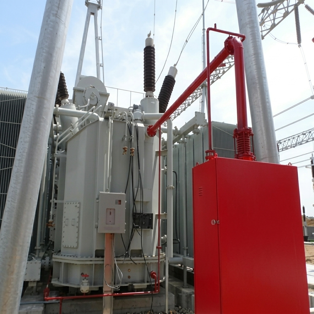 Piping manifold and nitrogen supply cylinders for outdoor switchyard protection
